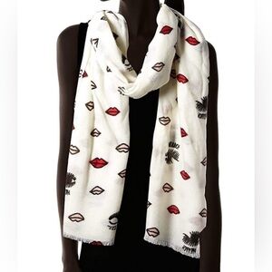 Betsey Johnson Lips and Lashes Scarf Wrap 28” X 80”